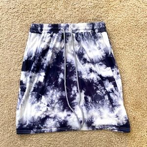 SHEIN Tie Dye Black and White Drawstring Elastic Mini Skirt 1XL